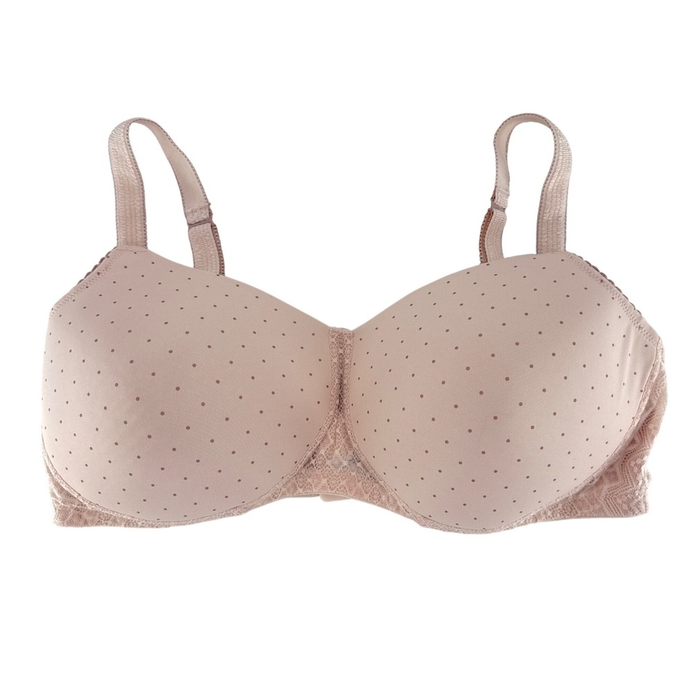 amoena Anna SBP Full Coverage Bra Pink Polka‎ Dot Lace Trim Size 40D